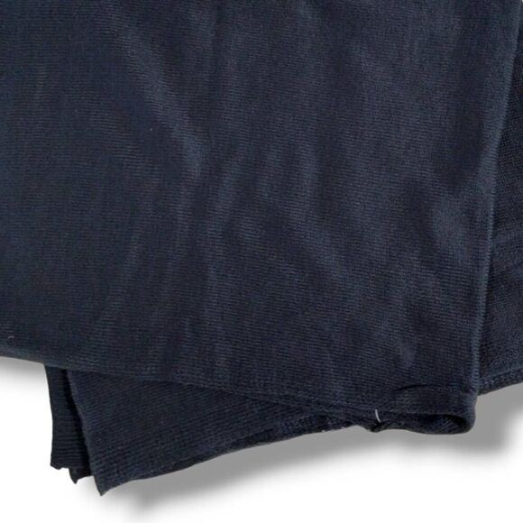 Viv and Lou Poncho Wrap Navy Knit Fringe Pullover Preppy Corpcore Lagenlook 26x3 - Picture 8 of 12